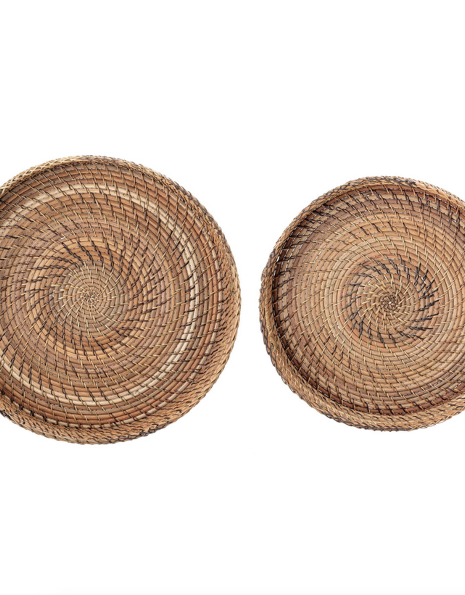 Basket Tray Rattan Round With Handles