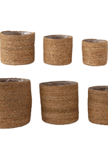 Handwoven Seagrass Cylinder Basket With Plastic Liner