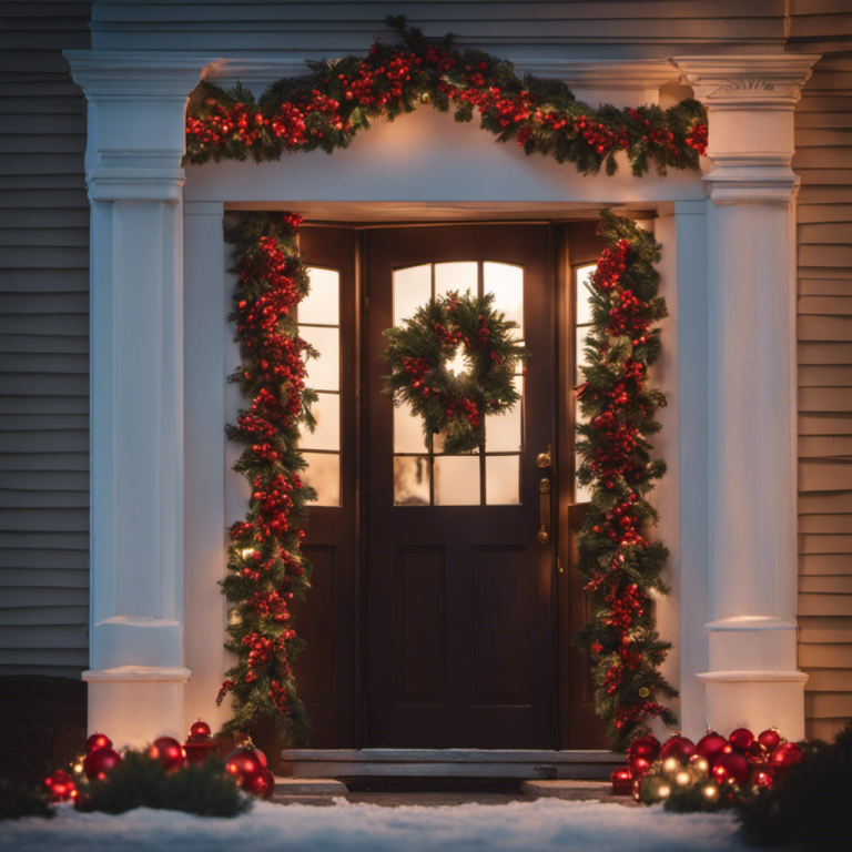 Drape winterberry holly and wintergreen garlands around the doorway