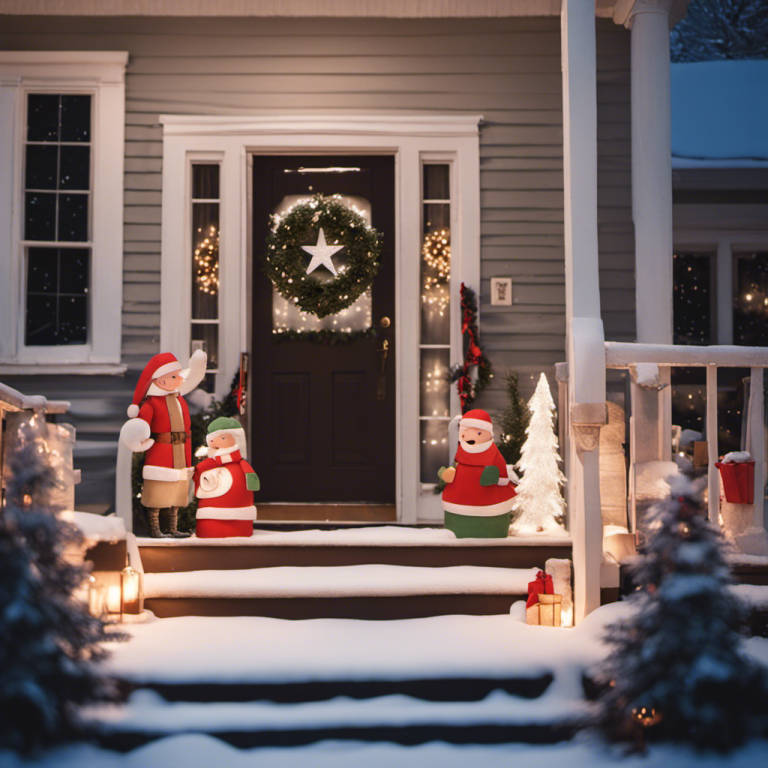 Christmas decorated front porch grand focal point like an oversized snow globe or a crafted Nativity scene that can captivate both the young and old 