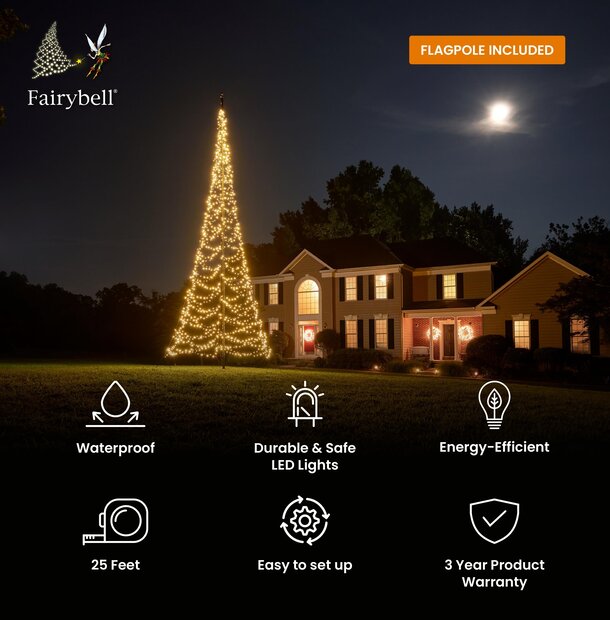 Fairybell | 25ft | 1,500 LED | Warm white | Full package