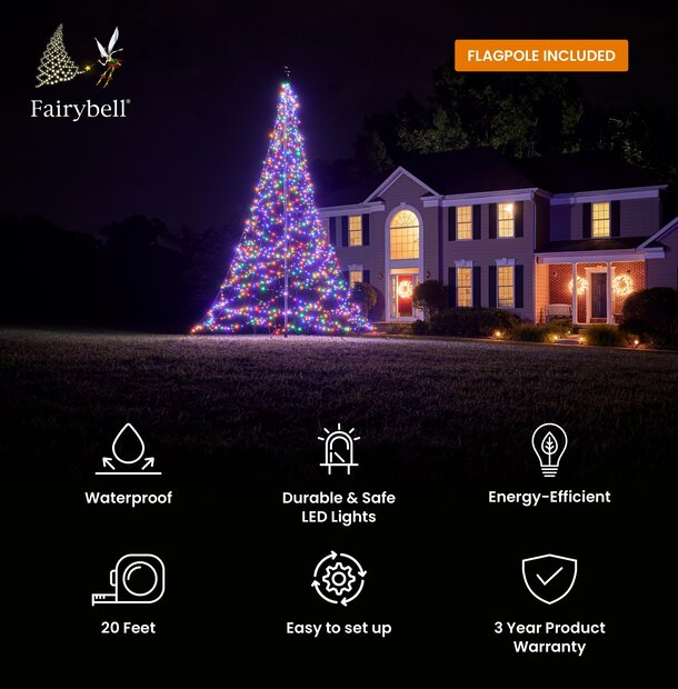 Fairybell | 20ft | 1,200 LED lighs | Multicolor | Full package
