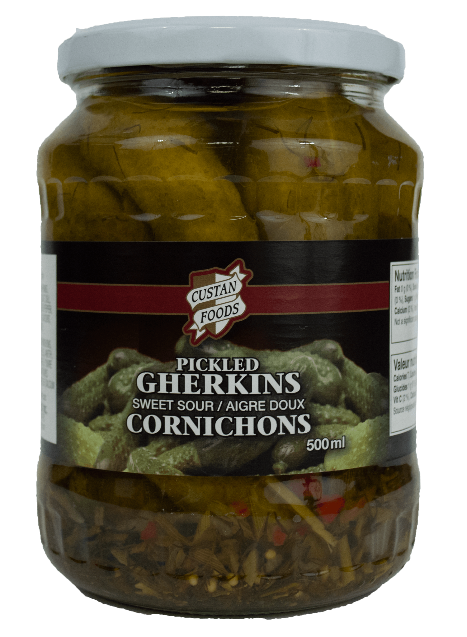 Custan Foods Sweet and Sour Pickled Gherkins 500ml - The Dutch Shop