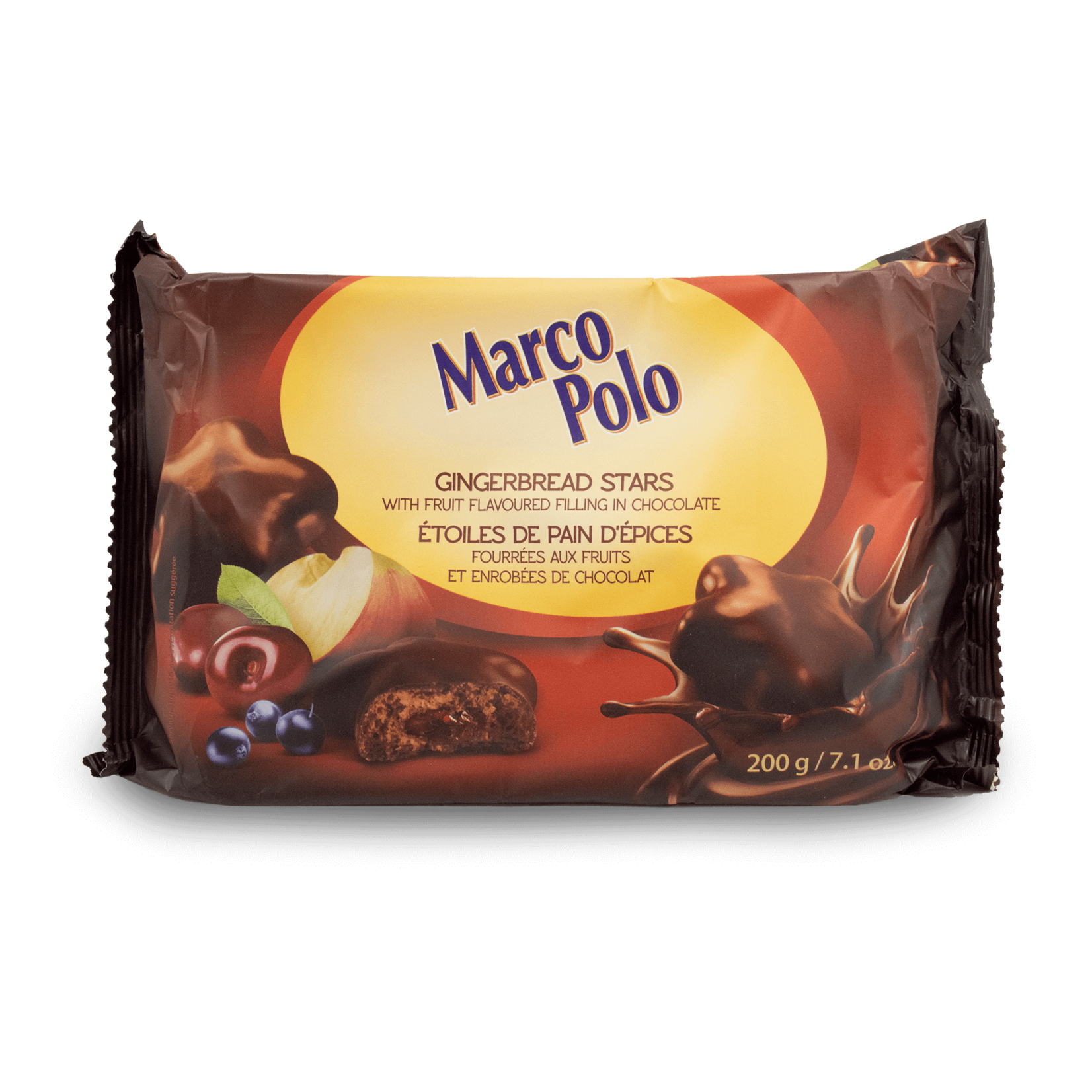 Marco Polo Marco Polo Chocolate Covered Fruit Filled Gingerbread 200g