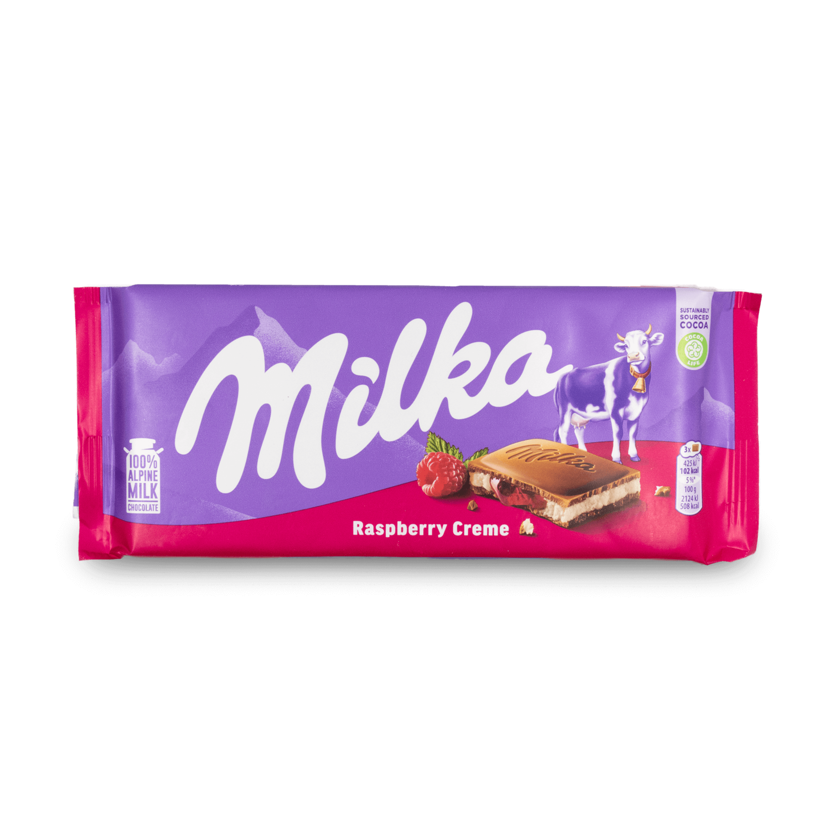 Milka Milka Raspberry Creme Chocolate Bar 100g