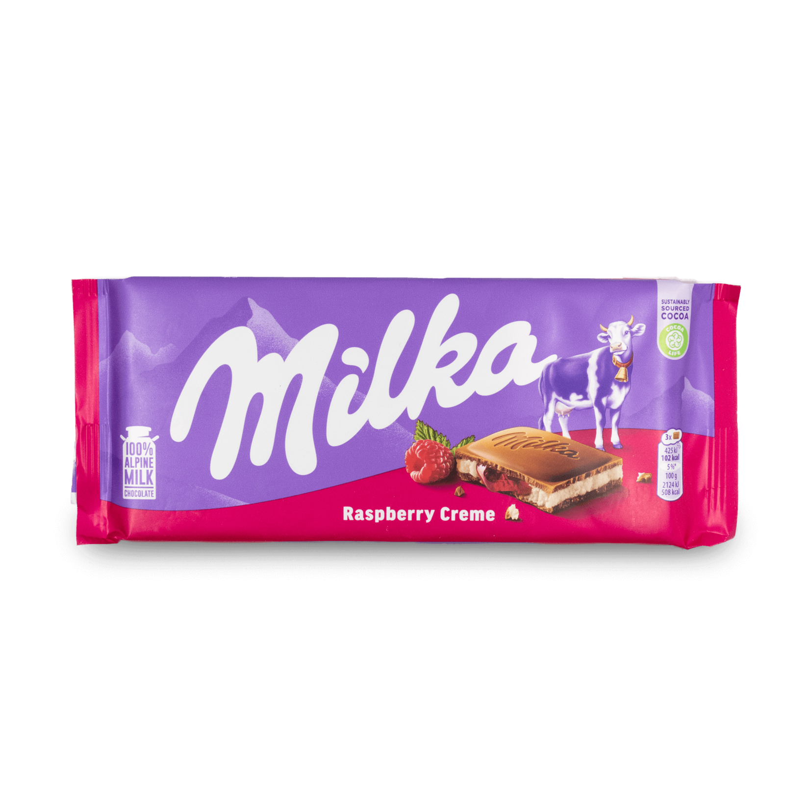 Milka Milka Raspberry Creme Chocolate Bar 100g