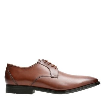 CLARKS CLARKS- GILMAN LACE- DARK TAN LEATHER