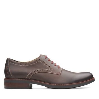 CLARKS CLARKS- MAXTON PLAIN- DARK BROWN LEATHER