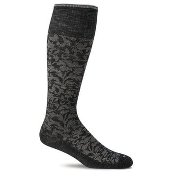 SOCKWELL SOCKWELL- DAMASK- BLACK 15-20 mmHg