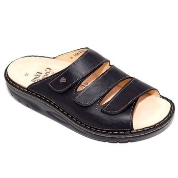 FINN COMFORT FINN COMFORT ANDROS SLIDE ROCKER SANDAL BLACK PLISSEE