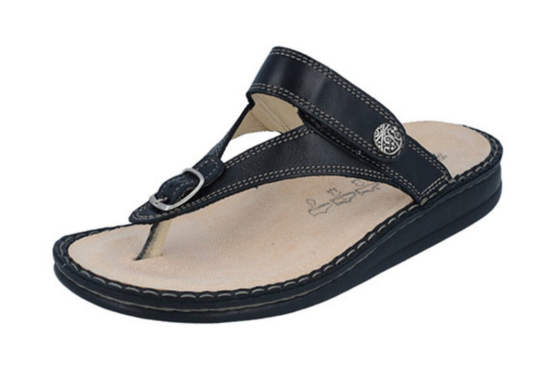 FINN COMFORT FINN COMFORT ALEXANDRIA SOFT THONG BLACK NAPPA LEATHER