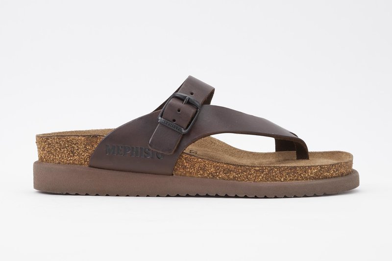 MEPHISTO MEPHISTO HELEN THONG SANDAL BROWN SCRATCH