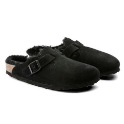 BIRKENSTOCK BIRKENSTOCK BOSTON SHEARLING BLACK SUEDE LEATHER