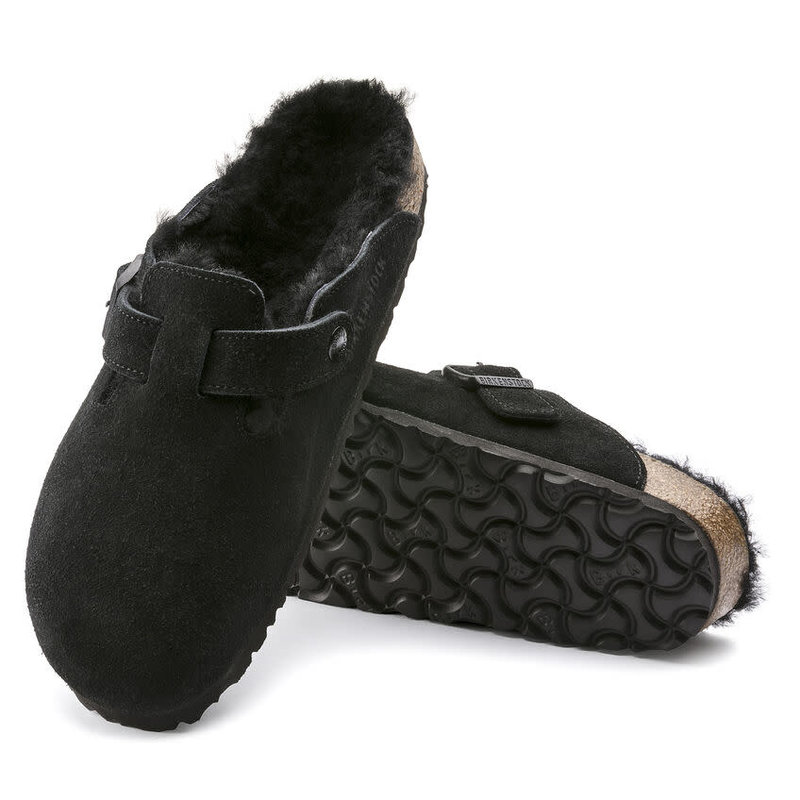 BIRKENSTOCK BIRKENSTOCK- BOSTON SHEARLING- BLACK SUEDE/ SHEARLING