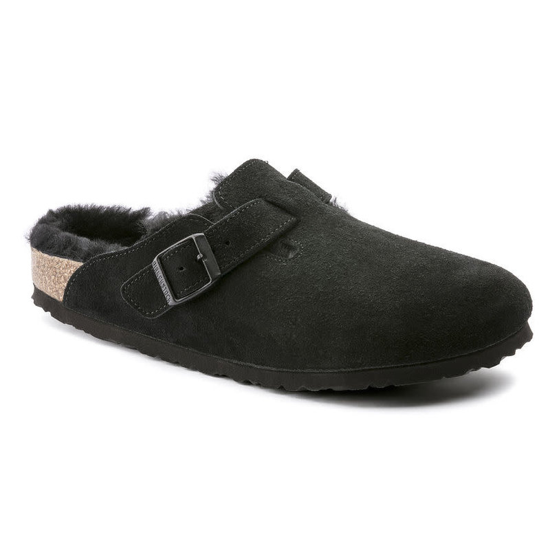 BIRKENSTOCK BIRKENSTOCK- BOSTON SHEARLING- BLACK SUEDE/ SHEARLING