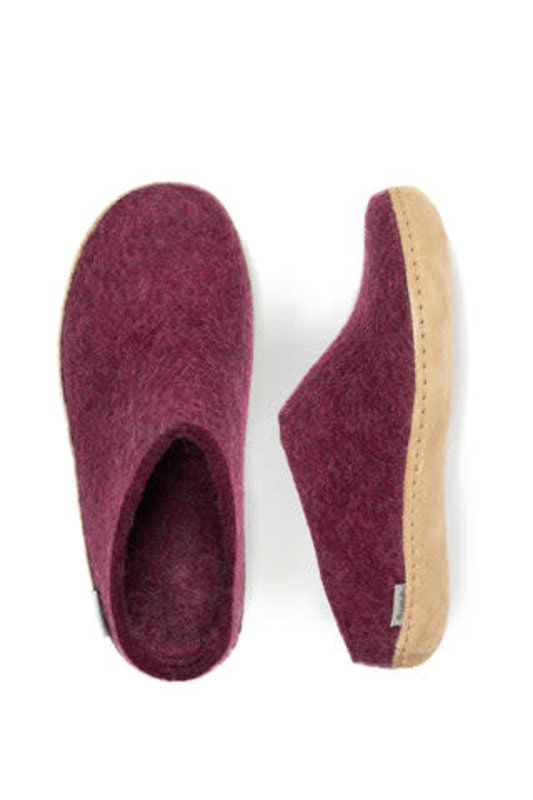 GLERUPS GLERUPS- SLIPPERS SLIP ON  LEATHER  CRANBERRY