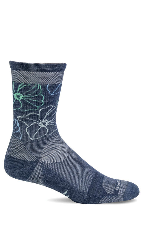 SOCKWELL SOCKWELL- PETAL POWER- CREW- 15-20 MMHG- DENIM