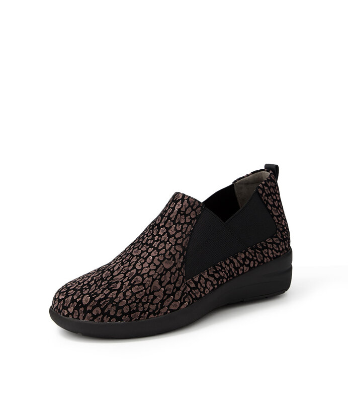 ZIERA ZIERA- NOSLEN- BLACK-PEWTER LEOPARD LEATHER