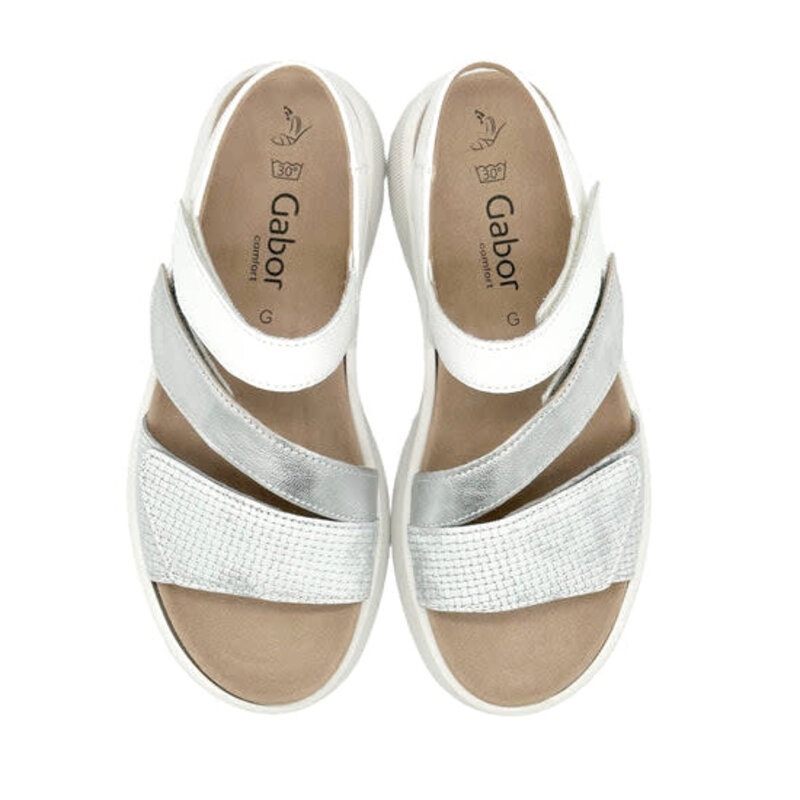 GABOR GABOR  3 STRAP SANDAL BACK STRAP SANDAL- 22-862-51- SILVER WHITE