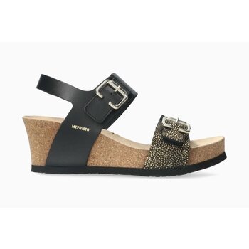 MEPHISTO MEPHISTO LISSANDRA WEDGE SANDAL BLACK LEATHER