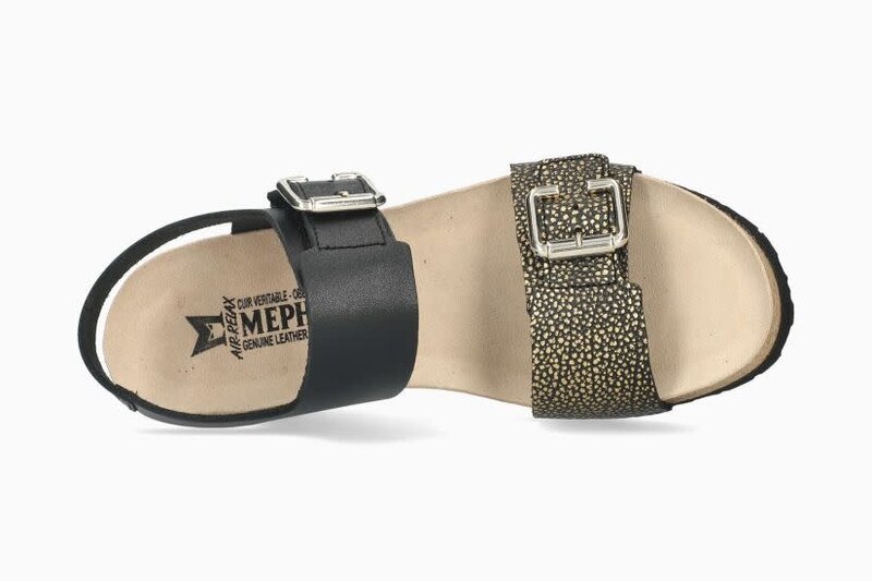 MEPHISTO MEPHISTO LISSANDRA WEDGE SANDAL BLACK LEATHER