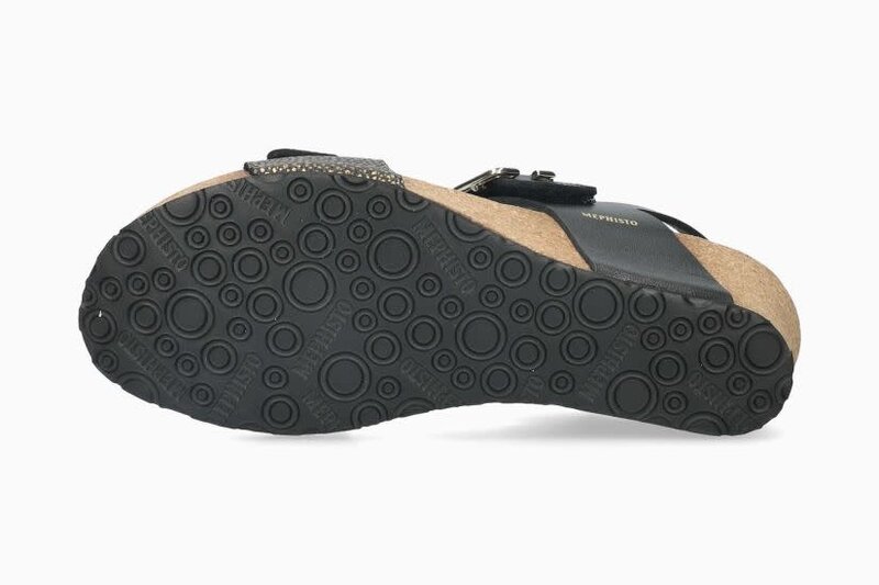 MEPHISTO MEPHISTO LISSANDRA WEDGE SANDAL BLACK LEATHER