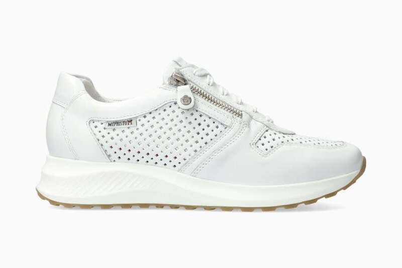 MEPHISTO MEPHISTO KIM PERF SNEAKER SIDE ZIP WHITE LEATHER