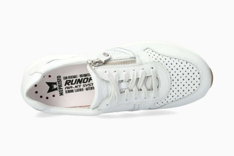MEPHISTO MEPHISTO KIM PERF SNEAKER SIDE ZIP WHITE LEATHER