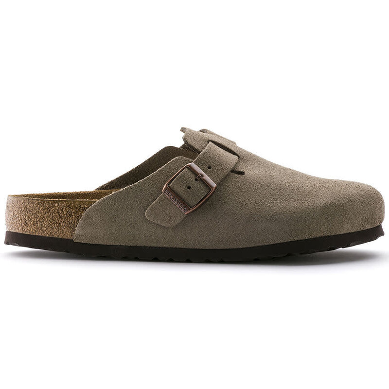 BIRKENSTOCK BIRKENSTOCK BOSTON SOFT FOOTBED TAUPE SUEDE LEATHER