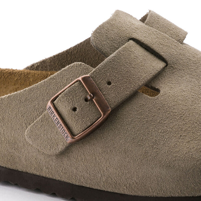 BIRKENSTOCK BIRKENSTOCK BOSTON SOFT FOOTBED TAUPE SUEDE LEATHER