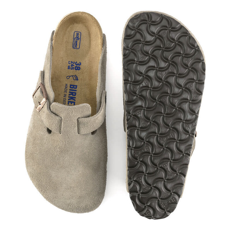 BIRKENSTOCK BIRKENSTOCK BOSTON SOFT FOOTBED TAUPE SUEDE LEATHER