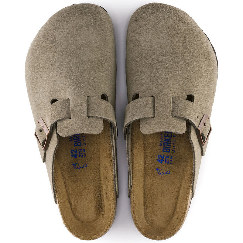 BIRKENSTOCK BIRKENSTOCK BOSTON SOFT FOOTBED TAUPE SUEDE LEATHER