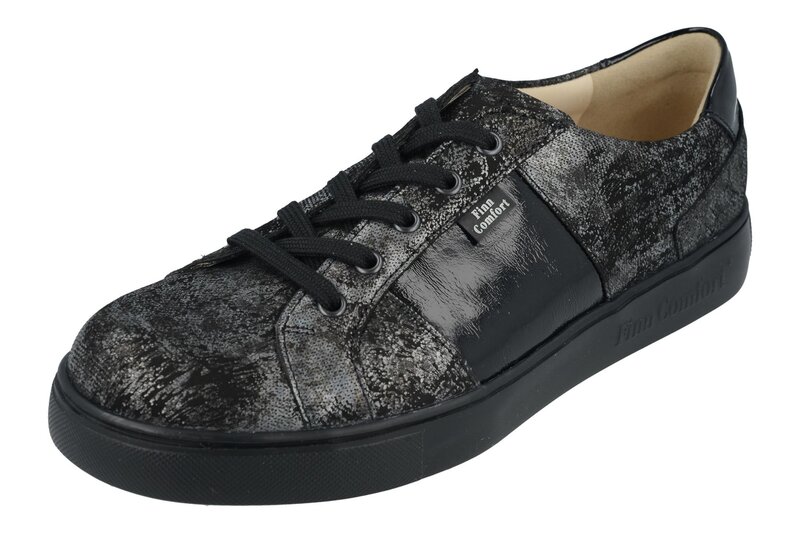 FINN COMFORT FINN COMFORT OMAHA SNEAKER LACE UP NERO ARGENTO