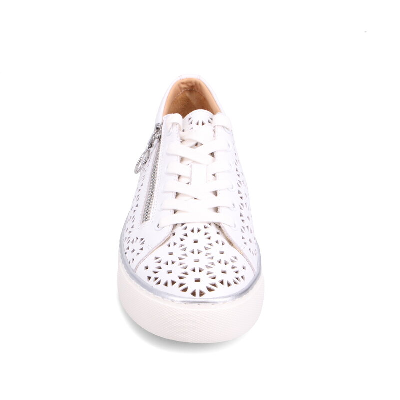 ZIERA ZIERA PANDOE SNEAKER LACE UP SIDE ZIP WHITE LEATHER