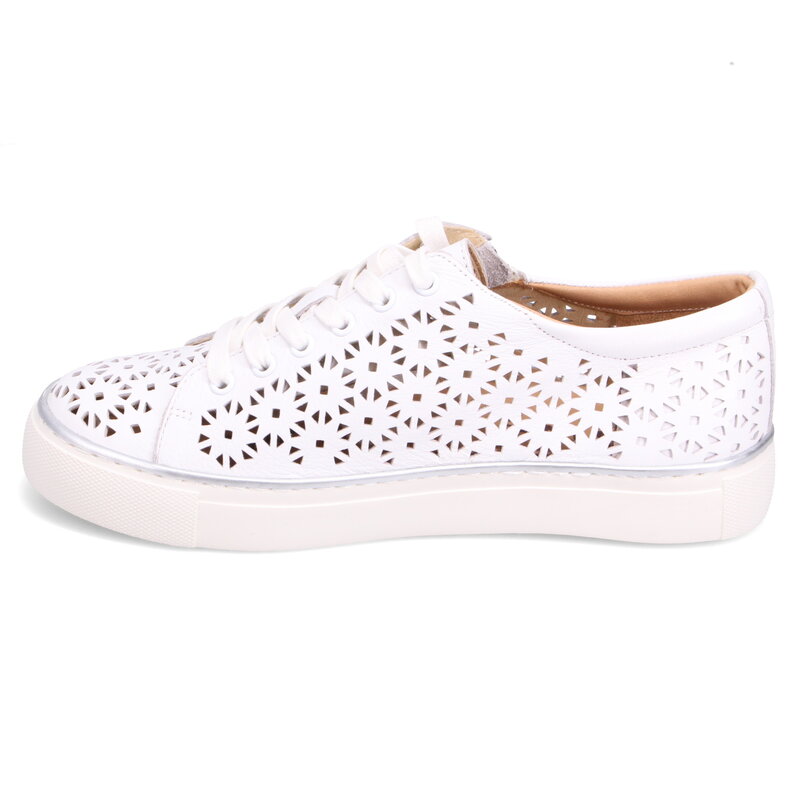 ZIERA ZIERA PANDOE SNEAKER LACE UP SIDE ZIP WHITE LEATHER