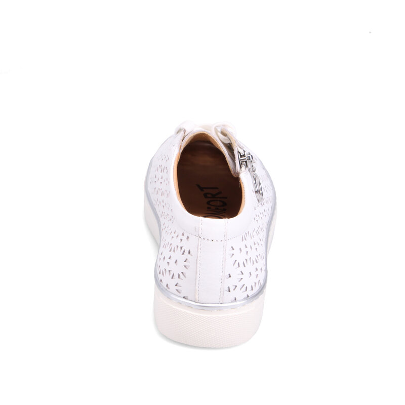 ZIERA ZIERA PANDOE SNEAKER LACE UP SIDE ZIP WHITE LEATHER