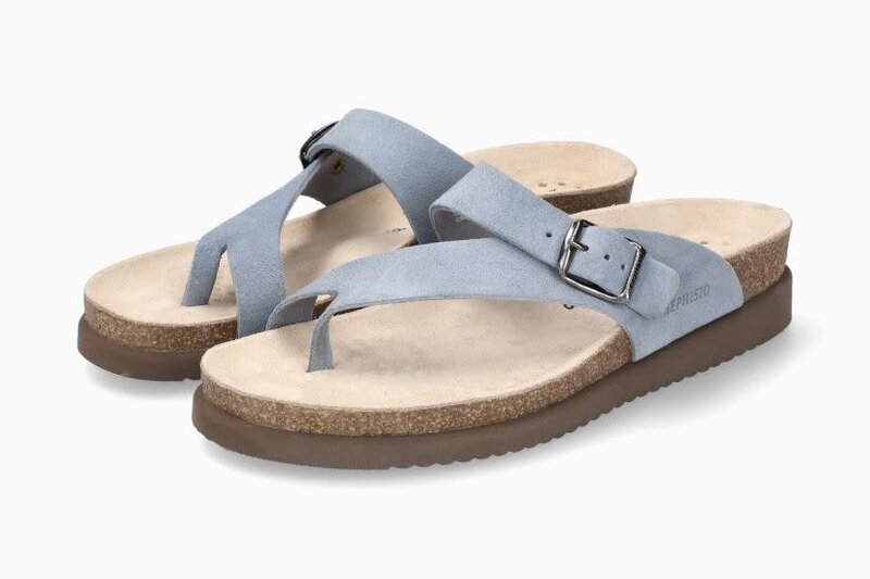 MEPHISTO MEPHISTO HELEN THONG SANDAL SEA BLUE SUEDE