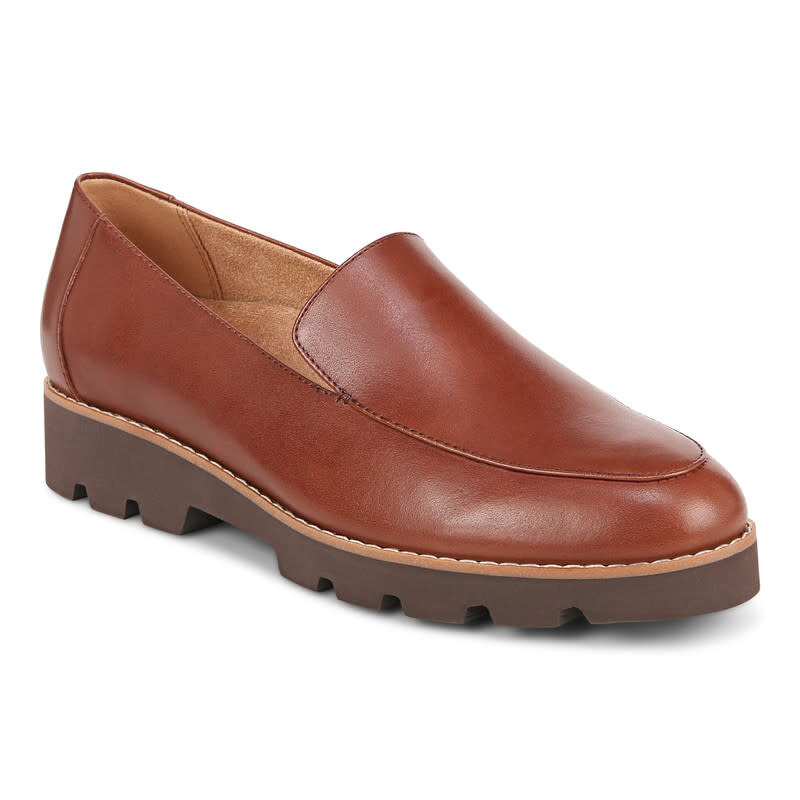 VIONIC VIONIC CHARM KENSLEY BROWN LEATHER LOAFER