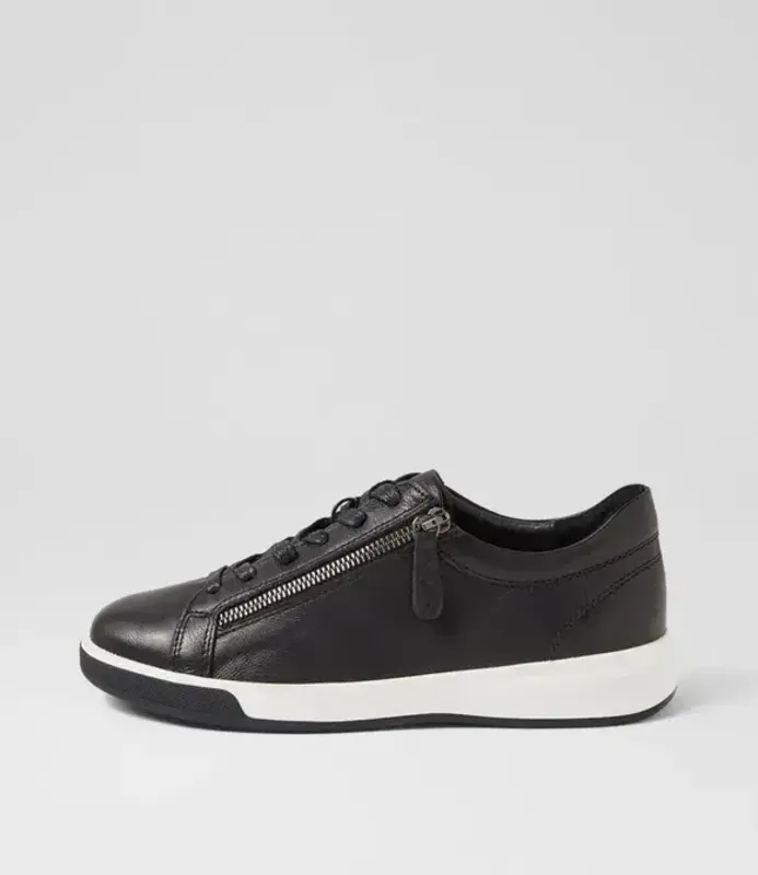 Black leather athletic shoes outlet
