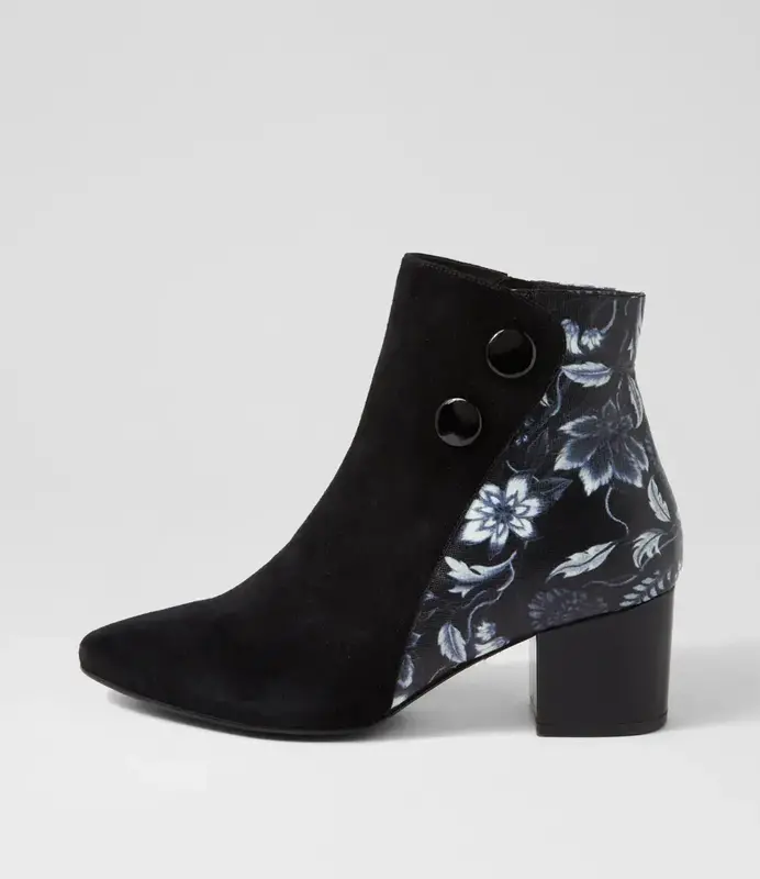 ZIERA ZIERA VEYDA BOOT BLACK WHITE FLOWER