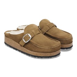 BIRKENSTOCK BIRKENSTOCK BUCKLEY SHEARLING SUEDE LEATHER DARK TEA