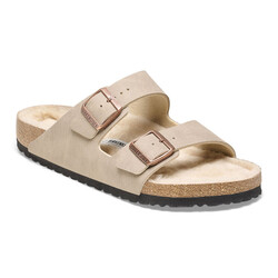BIRKENSTOCK BIRKENSTOCK ARIZONA SHEARLING DESERTDUST GRAY TAUPE MICROFIBER (N)