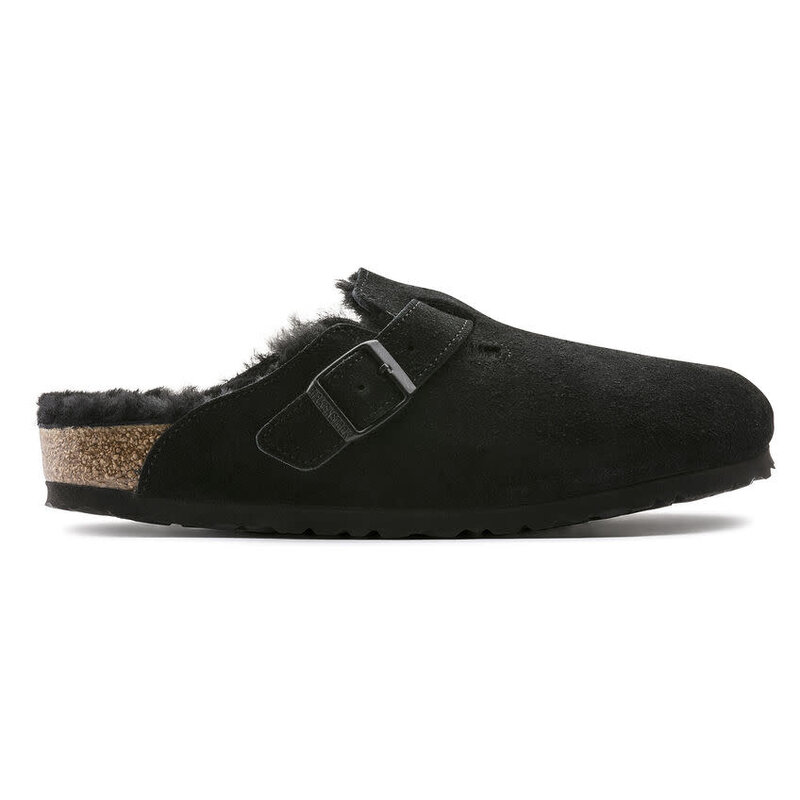 BIRKENSTOCK BIRKENSTOCK BOSTON SHEARLING BLACK SUEDE LEATHER