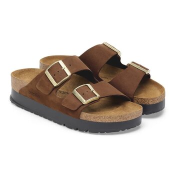 BIRKENSTOCK BIRKENSTOCK ARIZONA FLEX PLATFORM DARK TEA NUBUCK LEATHER