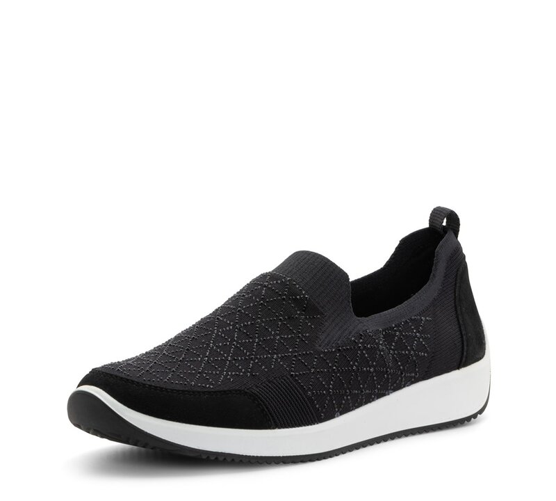 ARA SHOES ARA SHOES LISBON SLIP ON BLACK WOVENSTRETCH