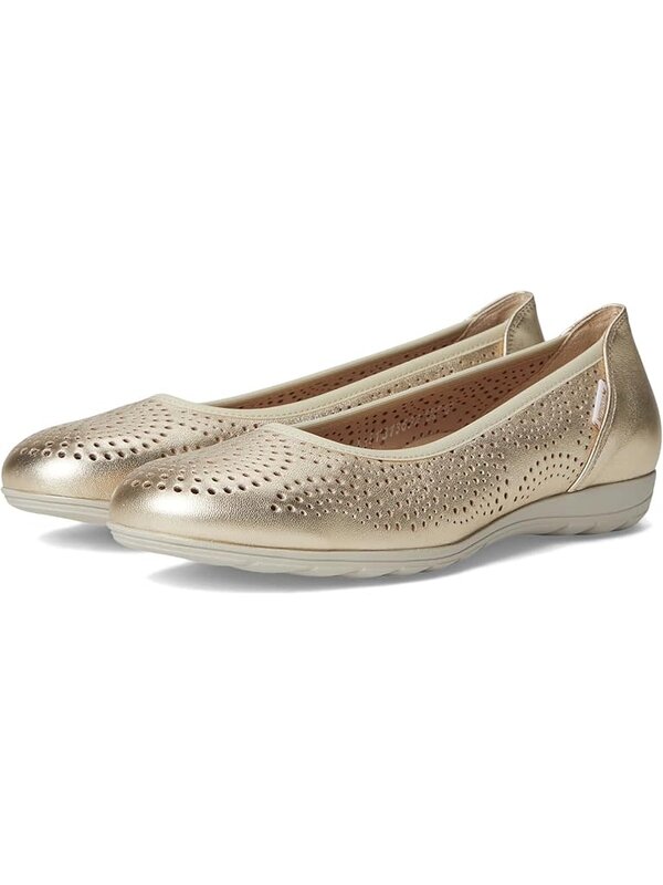 MEPHISTO MEPHISTO ELSIE PERF BALLET FLAT GOLD LEATHER