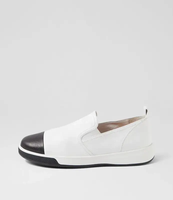 ZIERA ZIERA ABRY SNEAKER SLIP ON WHITE BLACK LEATHER