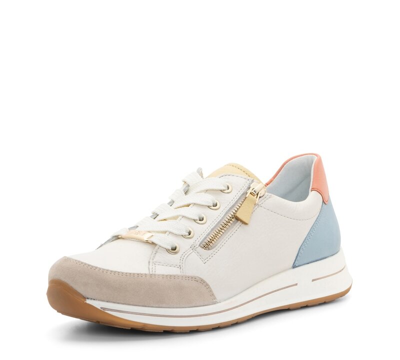 ARA SHOES ARA SHOES OLEANNA SNEAKER LACE UP SIDE ZIP CREAM VANILLA AQUA
