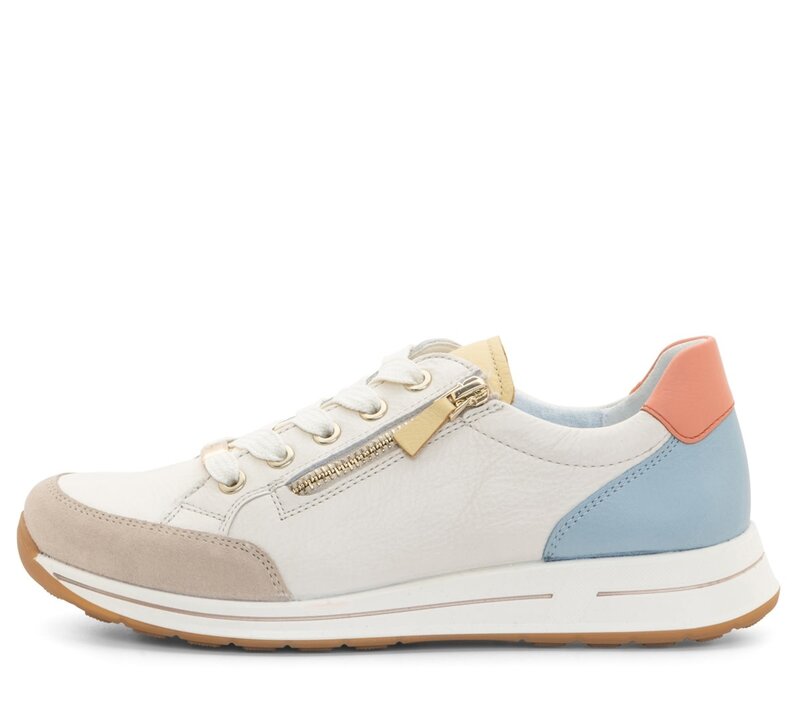 ARA SHOES ARA SHOES OLEANNA SNEAKER LACE UP SIDE ZIP CREAM VANILLA AQUA