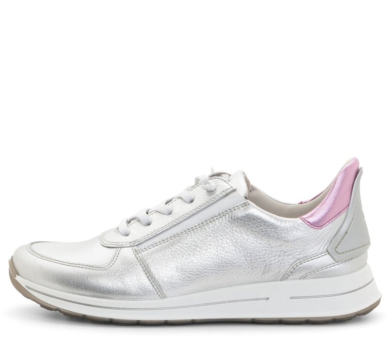 ARA SHOES ARA SHOES OVATION SNEAKER LACE UP SILVER METALLIC LEATHER